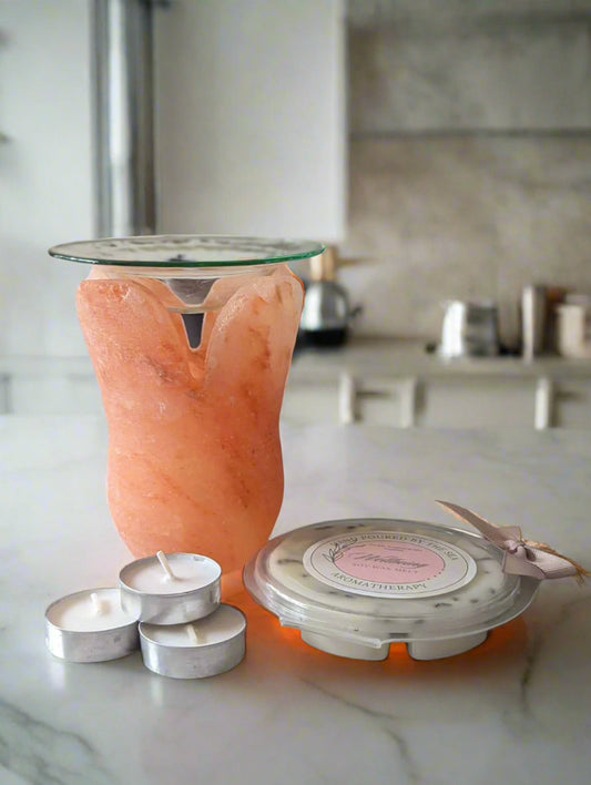 Himalayan Tulip Salt Lamp and Wellbeing Wax Melt Set